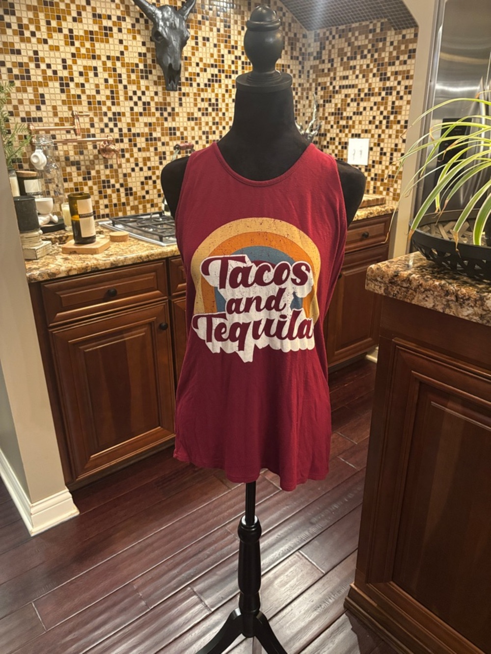 Maroon 'Tacos and Tequila' Graphic Tank